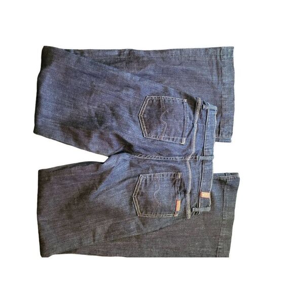 7 For All Mankind Jeans Women's 26 Indigo Blue Flare Mid Rise Distressed - Picture 2 of 3